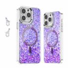 For iPhone 14 Pro Max Epoxy Glitter MagSafe Magnetic TPU Phone Case(Purple) - 1