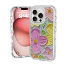 For iPhone 16 Pro Max Small Fresh Sticker PC + TPU Shockproof Phone Case(Colorful Flowers) - 1