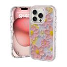 For iPhone 16 Pro Max Small Fresh Sticker PC + TPU Shockproof Phone Case(Pink Flower) - 1