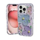 For iPhone 16 Pro Max Small Fresh Sticker PC + TPU Shockproof Phone Case(Purple Flower) - 1