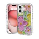 For iPhone 16 Plus Small Fresh Sticker PC + TPU Shockproof Phone Case(Colorful Flowers) - 1