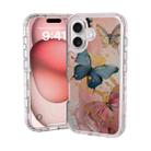 For iPhone 16 Plus Small Fresh Sticker PC + TPU Shockproof Phone Case(Butterfly) - 1