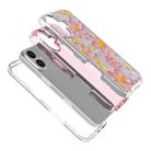 For iPhone 16 Small Fresh Sticker PC + TPU Shockproof Phone Case(Pink Flower) - 3
