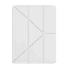 For iPad Pro 13 2024 Baseus Minimalist Series Y-shaped Tri-fold Leather Tablet Case(White) - 1