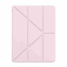 For iPad Pro 13 2024 Baseus Minimalist Series Y-shaped Tri-fold Leather Tablet Case(Pink) - 1