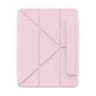 For iPad Pro 13 2024 Baseus Minimalist Series Y-shaped Tri-fold Magnetic Leather Tablet Case(Pink) - 1