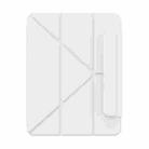 For iPad Air 13 2024 Baseus Minimalist Series Y-shaped Tri-fold Magnetic Leather Tablet Case(White) - 1