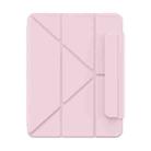 For iPad Air 13 2024 Baseus Minimalist Series Y-shaped Tri-fold Magnetic Leather Tablet Case(Pink) - 1