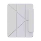 For iPad Air 13 2024 Baseus Minimalist Series Y-shaped Tri-fold Magnetic Leather Tablet Case(Grey) - 1