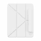 For iPad Pro 11 2024 Baseus Minimalist Series Y-shaped Tri-fold Magnetic Leather Tablet Case(White) - 1