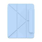 For iPad Pro 11 2024 Baseus Minimalist Series Y-shaped Tri-fold Magnetic Leather Tablet Case(Blue) - 1