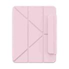 For iPad Pro 11 2024 Baseus Minimalist Series Y-shaped Tri-fold Magnetic Leather Tablet Case(Pink) - 1
