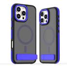 For iPhone 16 Pro Dual-Color Skin Feel Magsafe Phone Case with Holder(Blue) - 1