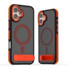 For iPhone 16 Plus Dual-Color Skin Feel Magsafe Phone Case with Holder(Orange) - 1