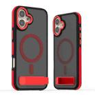 For iPhone 16 Plus Dual-Color Skin Feel Magsafe Phone Case with Holder(Red) - 1