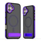 For iPhone 16 Plus Dual-Color Skin Feel Magsafe Phone Case with Holder(Purple) - 1