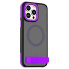 For iPhone 15 Pro Max Dual-Color Skin Feel Magsafe Phone Case with Holder(Purple) - 1