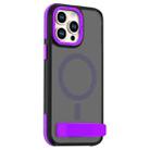 For iPhone 15 Pro Dual-Color Skin Feel Magsafe Phone Case with Holder(Purple) - 1