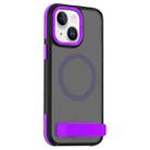 For iPhone 15 Plus / 14 Plus Dual-Color Skin Feel Magsafe Phone Case with Holder(Purple) - 1