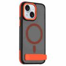 For iPhone 15 Dual-Color Skin Feel Magsafe Phone Case with Holder(Orange) - 1