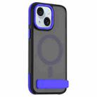 For iPhone 15 Dual-Color Skin Feel Magsafe Phone Case with Holder(Blue) - 1