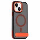 For iPhone 14 Dual-Color Skin Feel Magsafe Phone Case with Holder(Orange) - 1