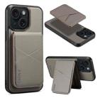For iPhone 15 Plus / 14 Plus ESEBLE E3 Plain Texture Card Slots MagSafe RFID Leather Case(Grey) - 1