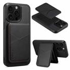 For iPhone 14 Pro ESEBLE E3 Plain Texture Card Slots MagSafe RFID Leather Case(Black) - 1