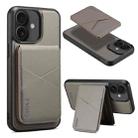 For iPhone 16 ESEBLE E3 Plain Texture Card Slots MagSafe RFID Leather Case(Grey) - 1