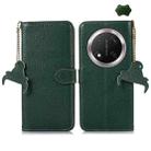 For Honor X9c Genuine Leather Litchi Texture RFID Leather Phone Case(Green) - 1