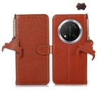 For Honor X9c Genuine Leather Litchi Texture RFID Leather Phone Case(Coffee) - 1