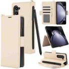 For Samsung Galaxy Fold3 5G Side Buckle Leather Phone Case(Apricot) - 1