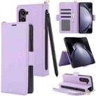 For Samsung Galaxy Fold4 5G Side Buckle Leather Phone Case(Light Purple) - 1