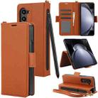 For Samsung Galaxy Fold4 5G Side Buckle Leather Phone Case(Brown) - 1