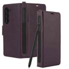 For Samsung Galaxy Fold5 5G Side Buckle Leather Phone Case(Dark Purple) - 2