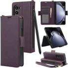 For Samsung Galaxy Fold6 5G Side Buckle Leather Phone Case(Dark Purple) - 1