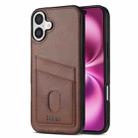 For iPhone 16 Plus AZNS K1 Series Card Slot Business Phone Case(Brown) - 1