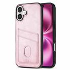 For iPhone 16 Plus AZNS K1 Series Card Slot Business Phone Case(Pink) - 1