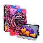 For Samsung Galaxy Tab S8 / Galaxy Tab S7 T870 / T875 Colored Drawing Stitching Horizontal Flip Leather Case with Holder & Card Slots(Datura Flowers) - 1