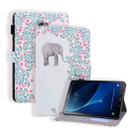 For Samsung Galaxy Tab A6 10.1 T580 / T585 Colored Drawing Stitching Horizontal Flip Leather Case with Holder & Card Slots(Elephant Flower) - 1