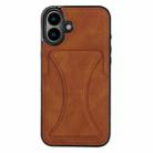 For iPhone 16 Plus Ultra-thin Shockproof Phone Protective Case with Holder(Brown) - 1