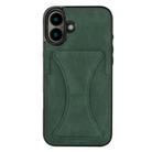 For iPhone 16 Plus Ultra-thin Shockproof Phone Protective Case with Holder(Green) - 1