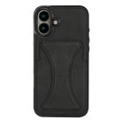 For iPhone 16 Plus Ultra-thin Shockproof Phone Protective Case with Holder(Black) - 1
