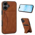 For iPhone 17 Ultra-thin Shockproof Phone Protective Case with Holder(Brown) - 1