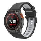 For Garmin 26mm Two Color Quick Release Silicone Watch Band with Tool(Black Light Grey) - 1