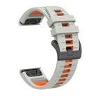 For Garmin 26mm Two Color Quick Release Silicone Watch Band with Tool(Grey Orange) - 2