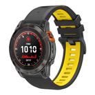 For Garmin 22mm Two Color Quick Release Silicone Watch Band with Tool(Black Yellow) - 1