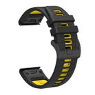 For Garmin 22mm Two Color Quick Release Silicone Watch Band with Tool(Black Yellow) - 2
