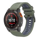For Garmin 22mm Two Color Quick Release Silicone Watch Band with Tool(Green Gray) - 1