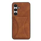 For Samsung Galaxy S24+ 5G Ultra-thin Shockproof Phone Protective Case with Holder(Brown) - 1